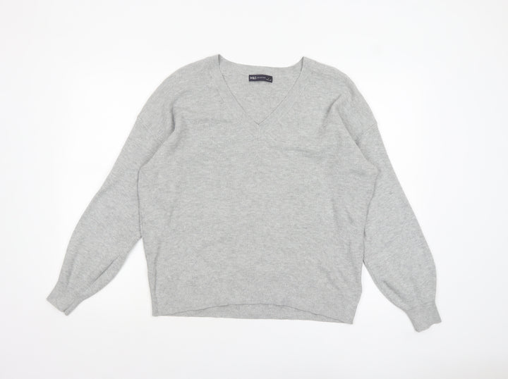 Marks and Spencer Women’s Grey V-Neck Knit Jumper Size L