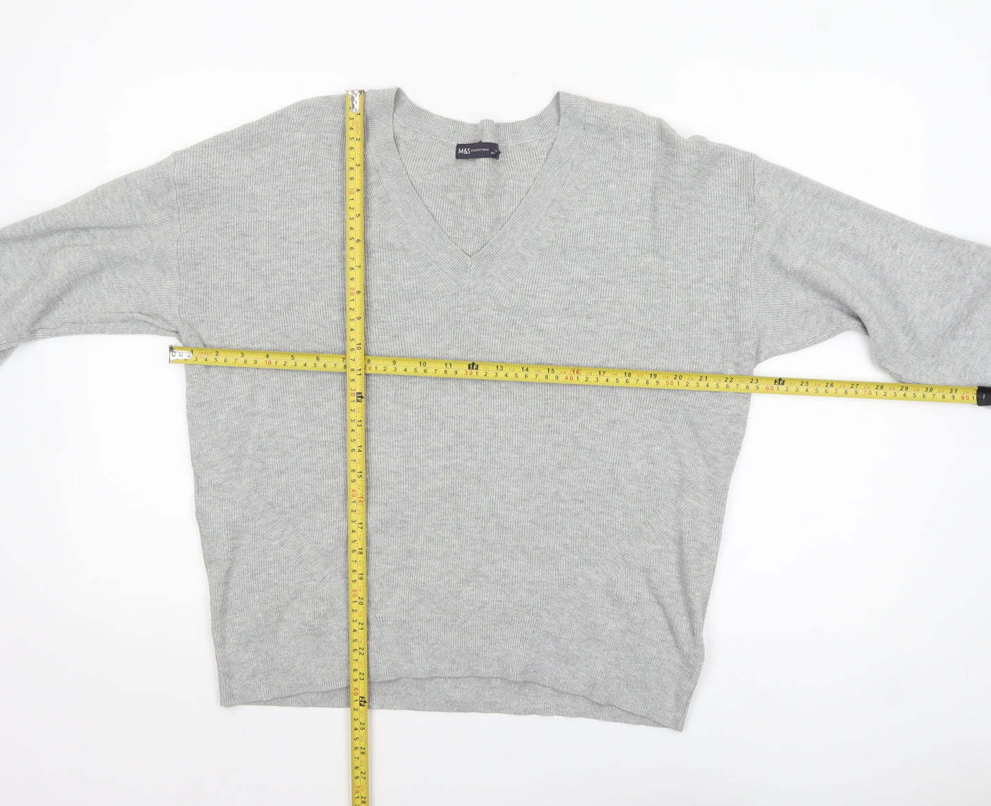 Marks and Spencer Women’s Grey V-Neck Knit Jumper Size L
