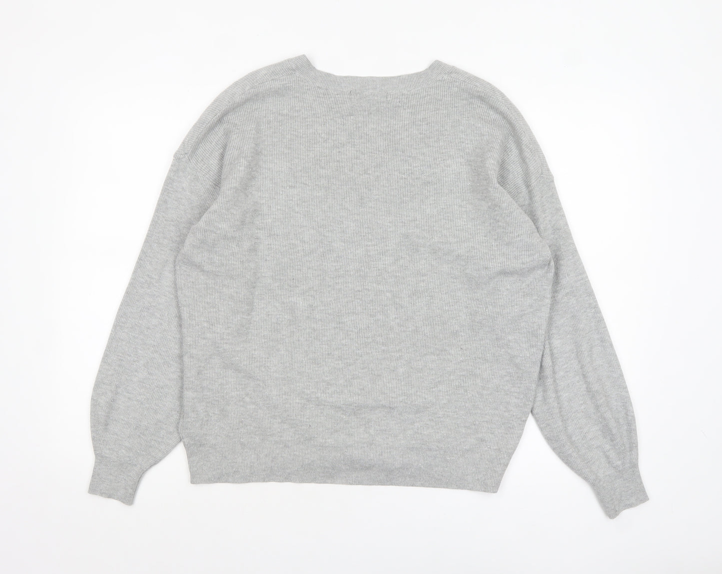 Marks and Spencer Women’s Grey V-Neck Knit Jumper Size L