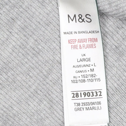 Marks and Spencer Women’s Grey V-Neck Knit Jumper Size L