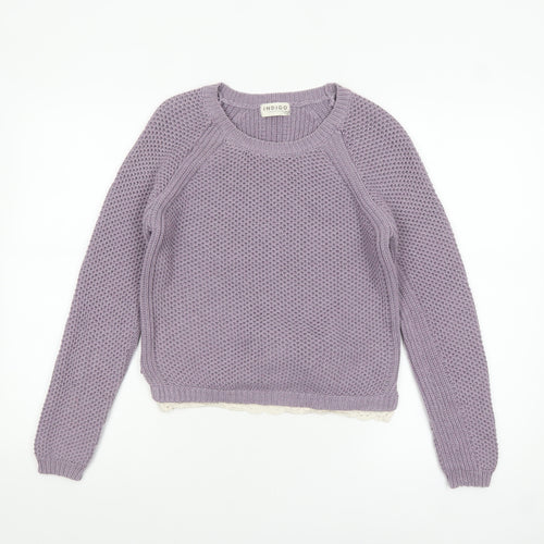 Marks and Spencer Women’s Purple Knit Jumper UK 8 Crochet Trim