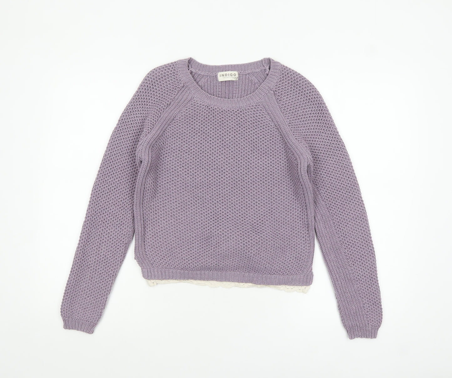 Marks and Spencer Women’s Purple Knit Jumper UK 8 Crochet Trim