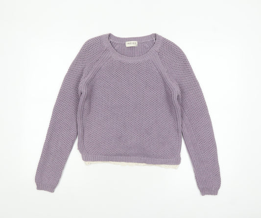 Marks and Spencer Women’s Purple Knit Jumper UK 8 Crochet Trim