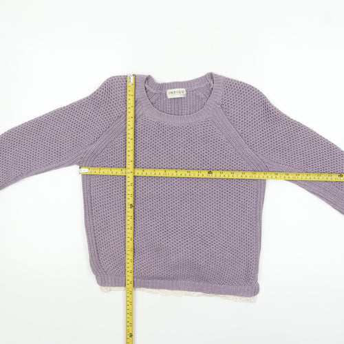 Marks and Spencer Women’s Purple Knit Jumper UK 8 Crochet Trim