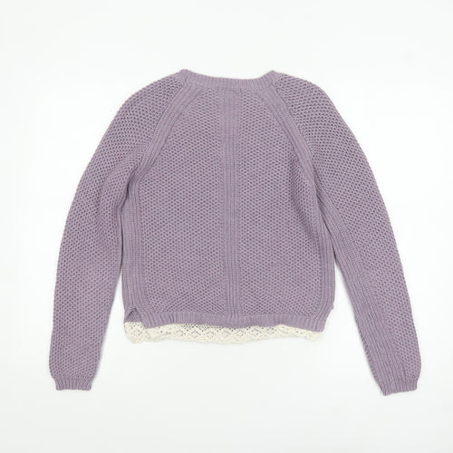 Marks and Spencer Women’s Purple Knit Jumper UK 8 Crochet Trim