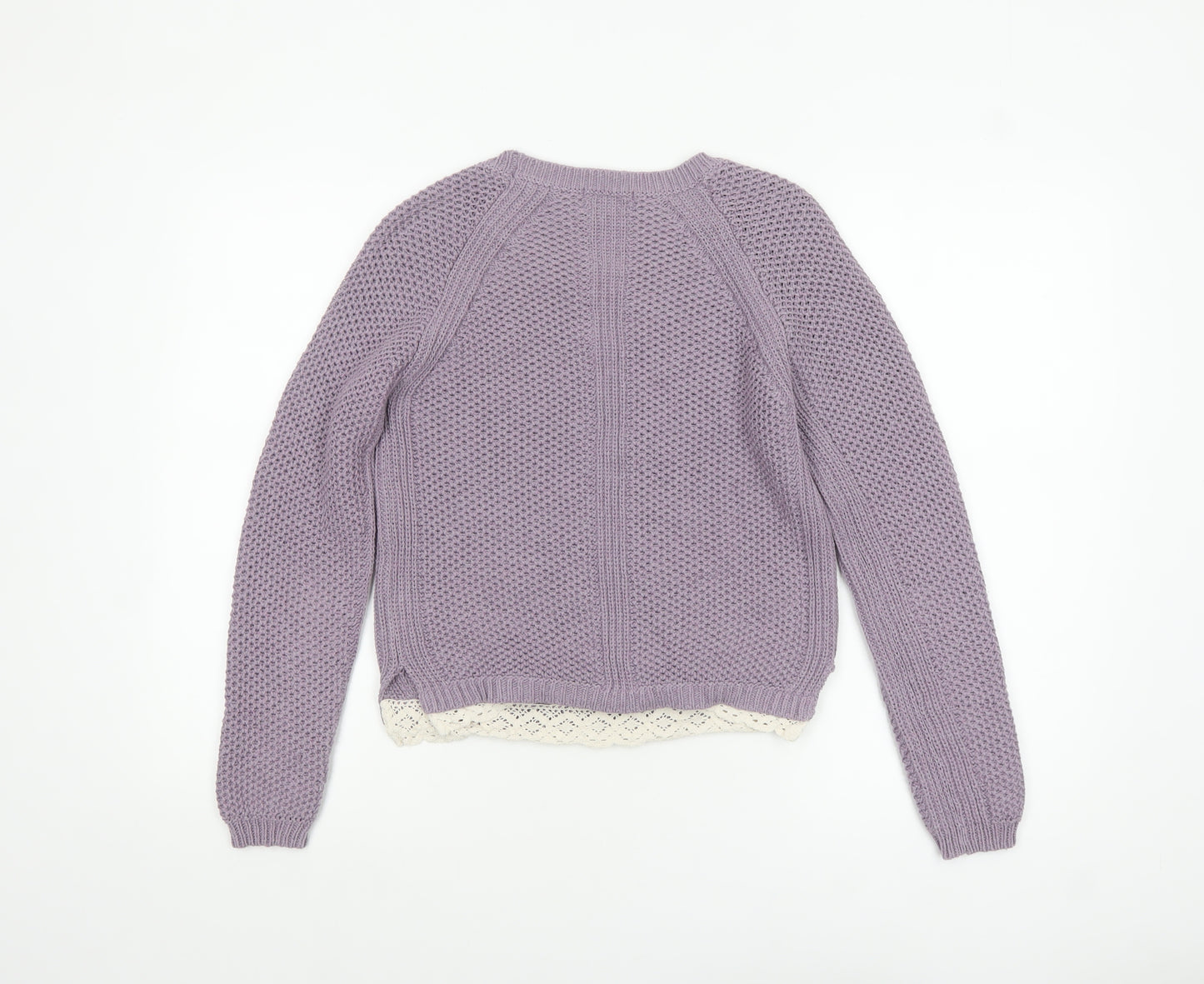 Marks and Spencer Women’s Purple Knit Jumper UK 8 Crochet Trim