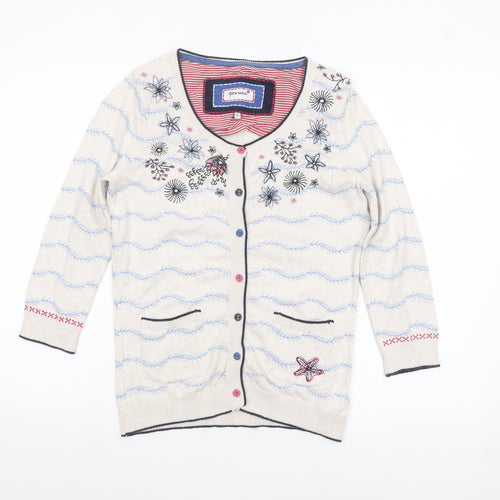Marks and Spencer Women’s Beige Floral Embroidered 3/4 Sleeve Cardigan Size 8