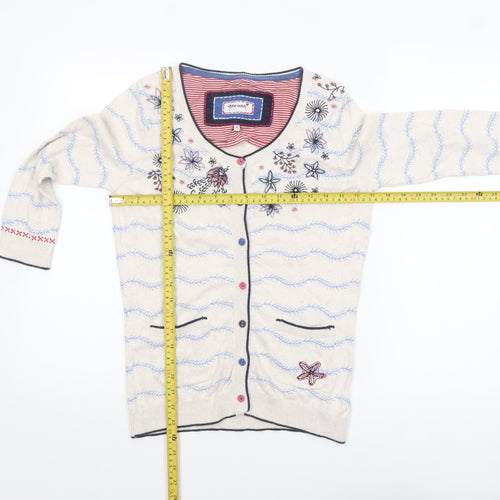 Marks and Spencer Women’s Beige Floral Embroidered 3/4 Sleeve Cardigan Size 8