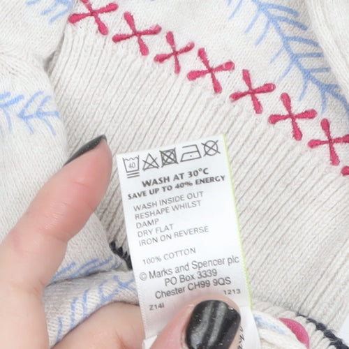 Marks and Spencer Women’s Beige Floral Embroidered 3/4 Sleeve Cardigan Size 8
