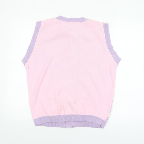 Daisy Street Womens Pink Purple Heart Knit Sleeveless Cardigan UK 8