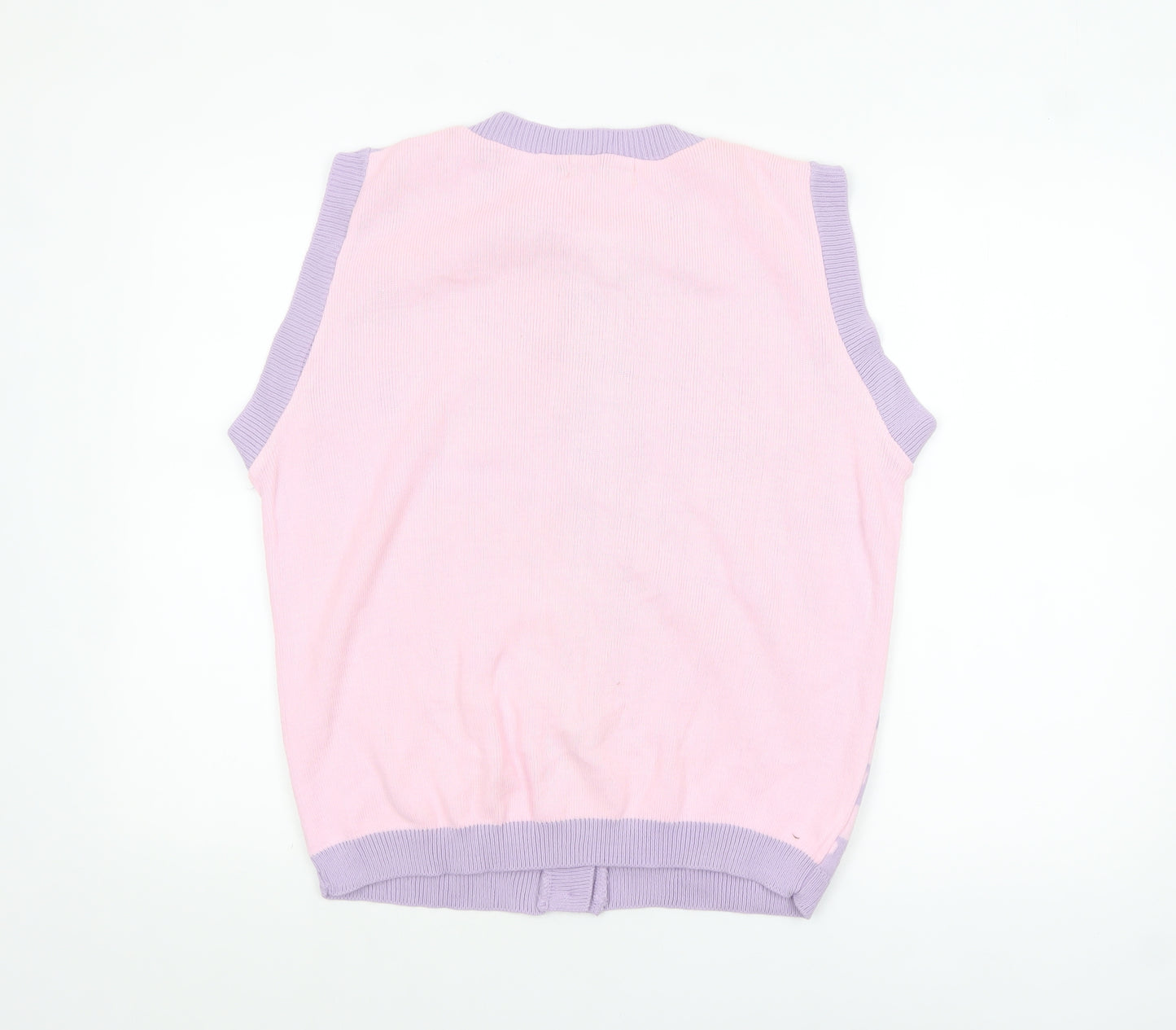 Daisy Street Womens Pink Purple Heart Knit Sleeveless Cardigan UK 8