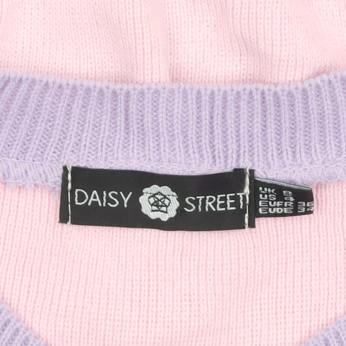 Daisy Street Womens Pink Purple Heart Knit Sleeveless Cardigan UK 8