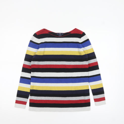 Gap Women Multicoloured Striped Boat Neck Cotton Jumper Size S