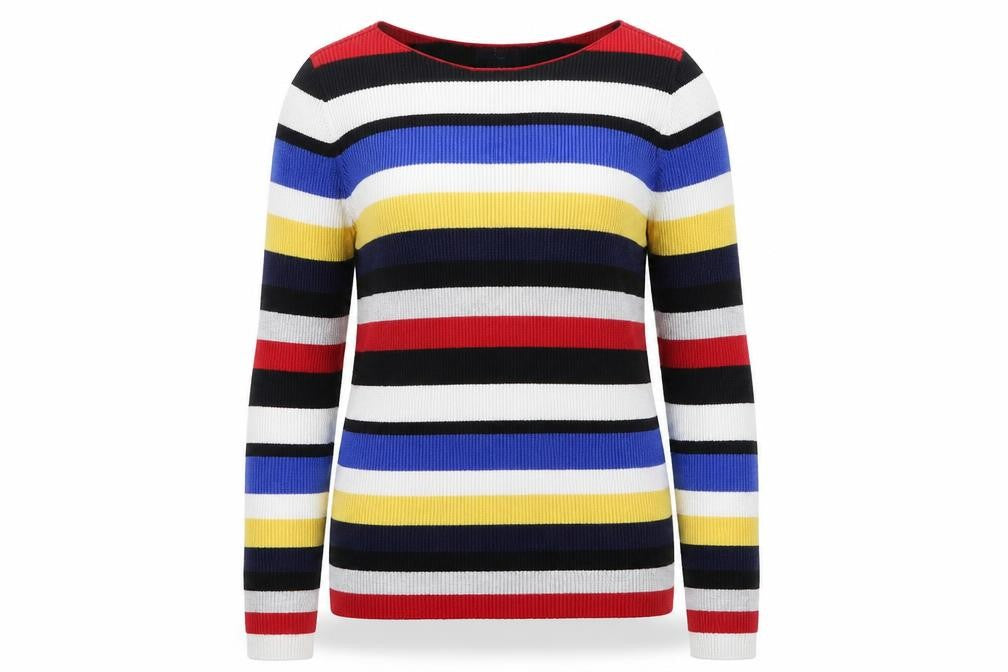 Gap Women Multicoloured Striped Boat Neck Cotton Jumper Size S