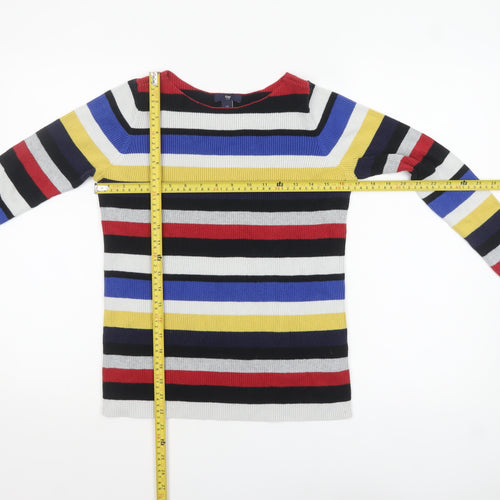 Gap Women Multicoloured Striped Boat Neck Cotton Jumper Size S