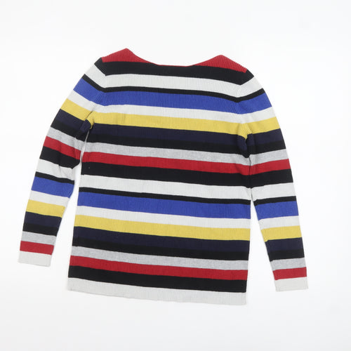 Gap Women Multicoloured Striped Boat Neck Cotton Jumper Size S