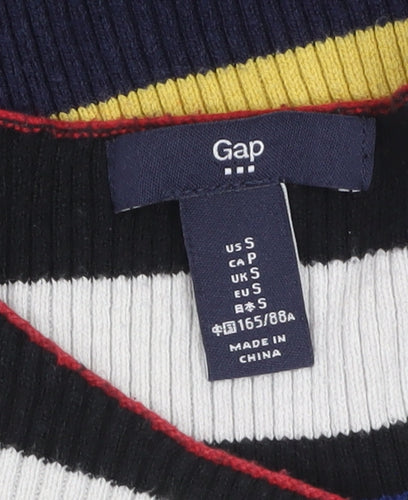 Gap Women Multicoloured Striped Boat Neck Cotton Jumper Size S