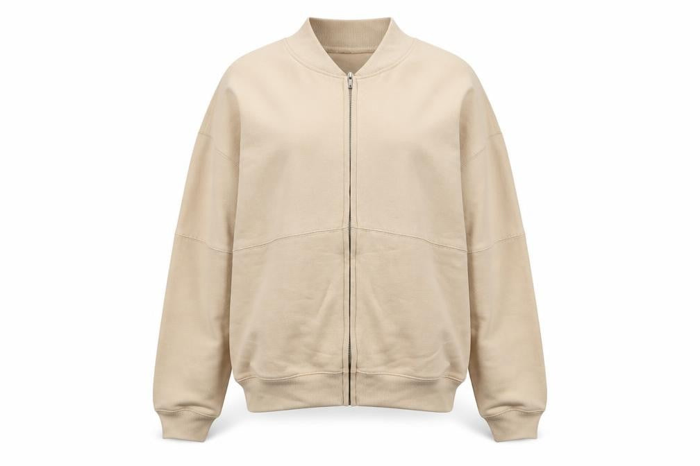 Front view of Stylewise Women Beige M Basic Full Zip Casual Jacket