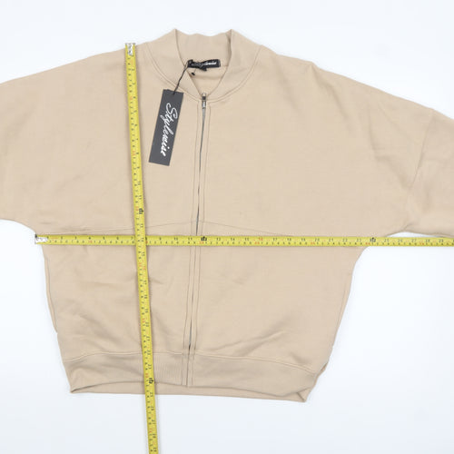 Stylewise Women Beige M Basic Full Zip Casual Jacket