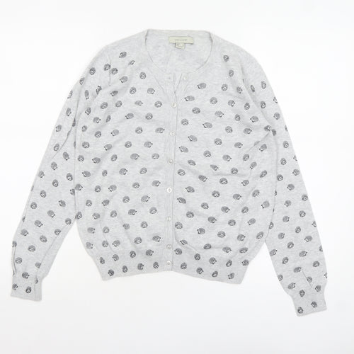 Atmosphere Women's Grey Animal Print Cotton Cardigan Size 8