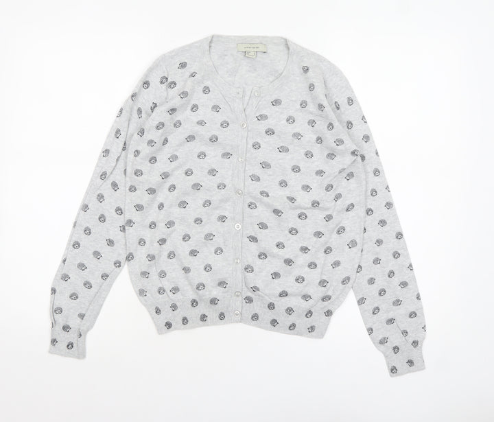 Atmosphere Women's Grey Animal Print Cotton Cardigan Size 8