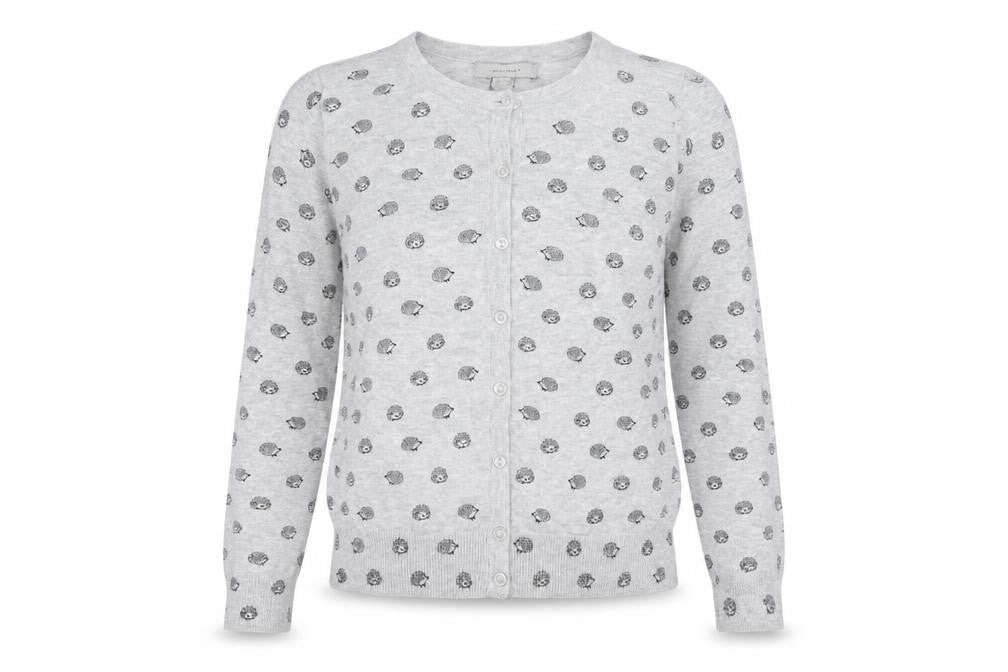 Atmosphere Women's Grey Animal Print Cotton Cardigan Size 8