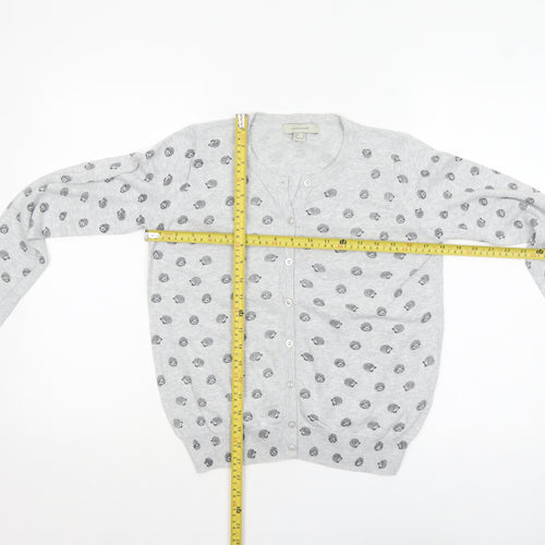 Atmosphere Women's Grey Animal Print Cotton Cardigan Size 8