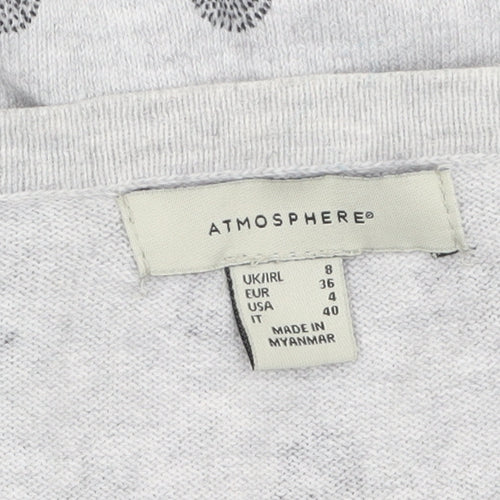 Atmosphere Women's Grey Animal Print Cotton Cardigan Size 8