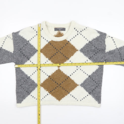 Primark Women's Multicoloured Argyle Knit Pullover Jumper M