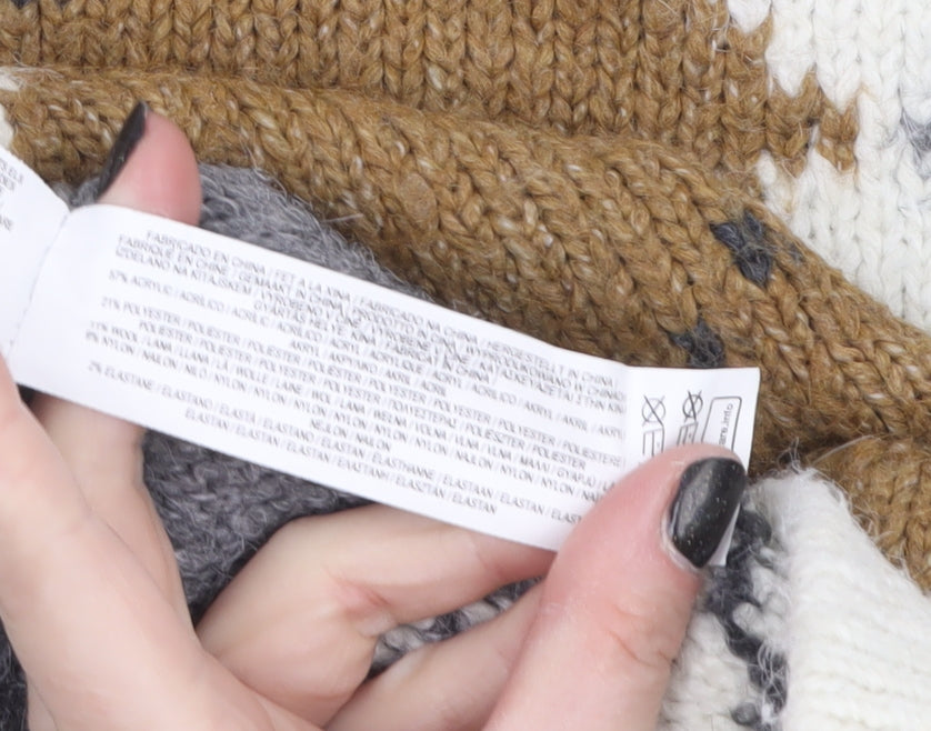 Primark Women's Multicoloured Argyle Knit Pullover Jumper M