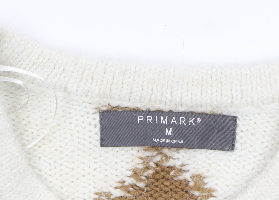 Primark Women's Multicoloured Argyle Knit Pullover Jumper M