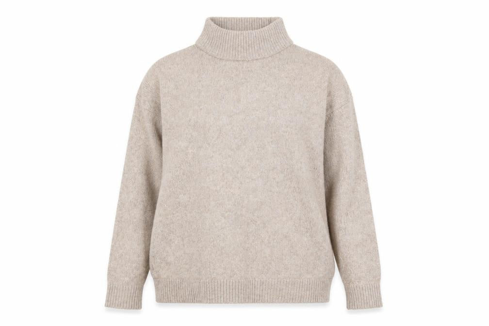 Front view of Next Women’s Beige Roll Neck Knit Jumper, size M, Regular Fit