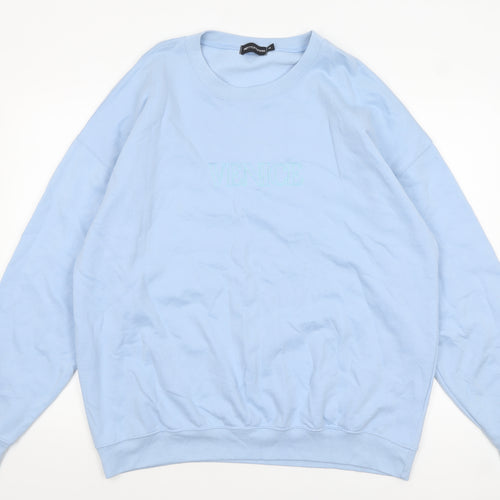 PrettyLittleThing Blue Venice Embroidered Sweatshirt Medium Unisex