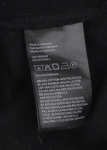 H&M Men's Black Loose Fit Hoodie Size S Cotton Blend Pullover