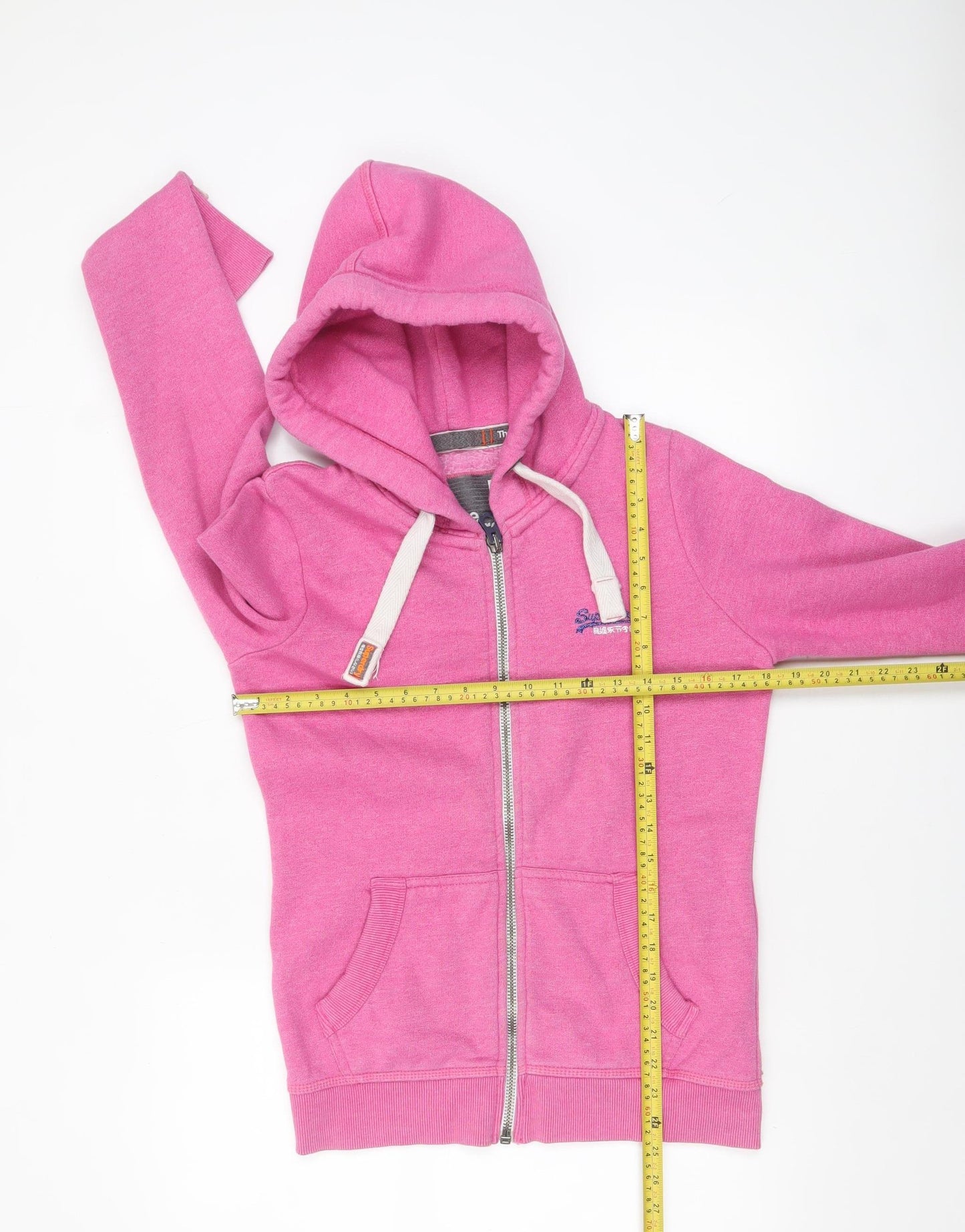 Superdry Womens Pink Full Zip Hoodie Medium Cotton Blend