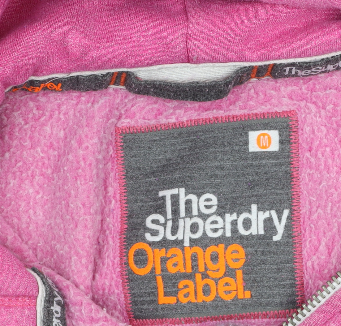 Superdry Womens Pink Full Zip Hoodie Medium Cotton Blend