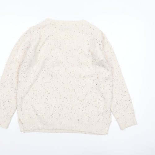 Peacocks Women’s Beige Sequin V-Neck Knit Jumper Size M