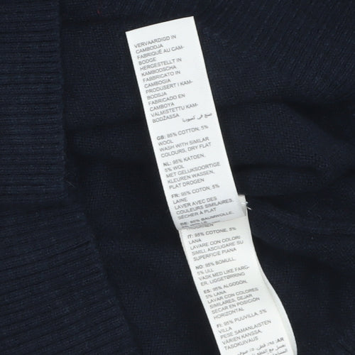 FatFace Boys Navy & Rust Striped Jumper Crew Neck 6-7 Years Cotton Wool