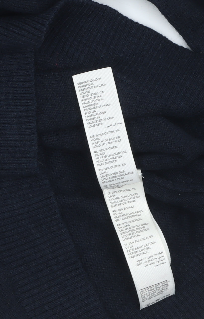 FatFace Boys Navy & Rust Striped Jumper Crew Neck 6-7 Years Cotton Wool