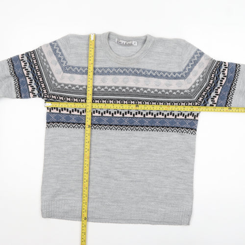 Pure & Natural Womens Grey Fair Isle Knit Jumper M