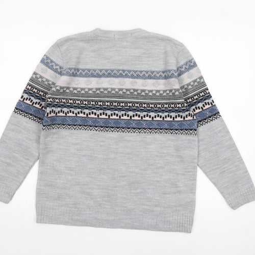 Pure & Natural Womens Grey Fair Isle Knit Jumper M