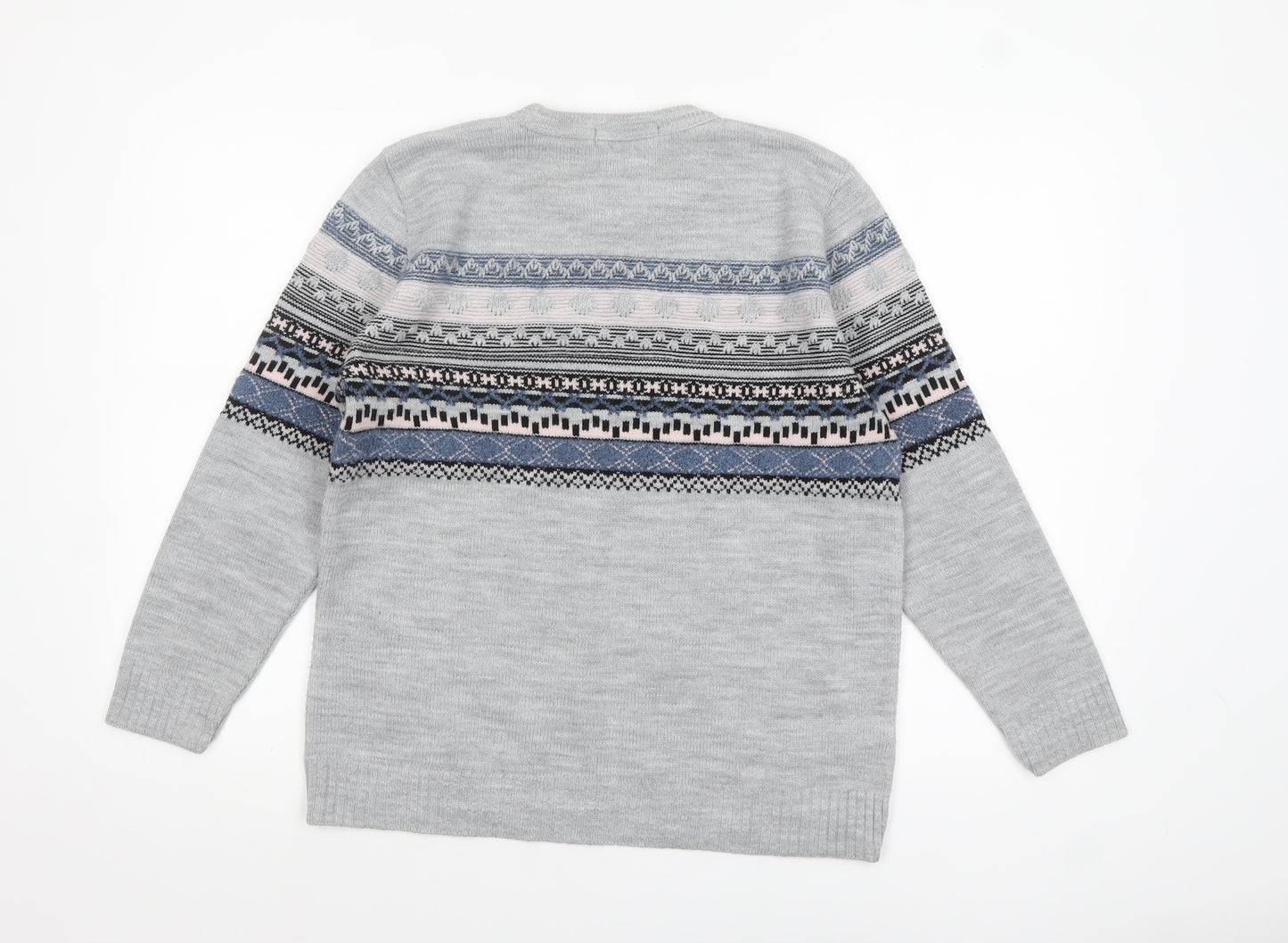 Pure & Natural Womens Grey Fair Isle Knit Jumper M