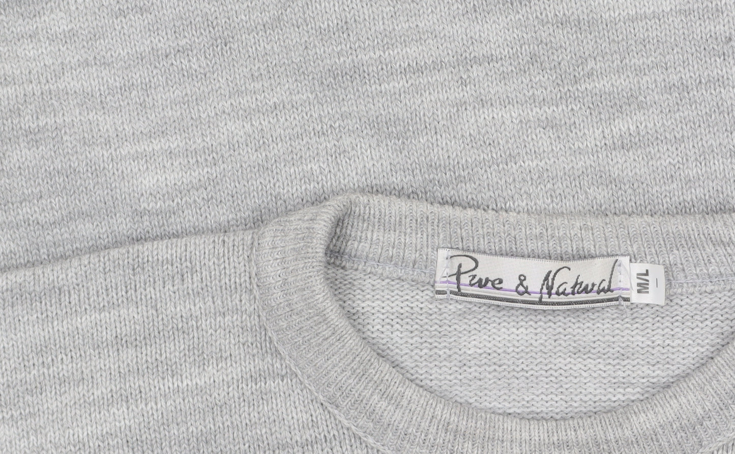 Pure & Natural Womens Grey Fair Isle Knit Jumper M
