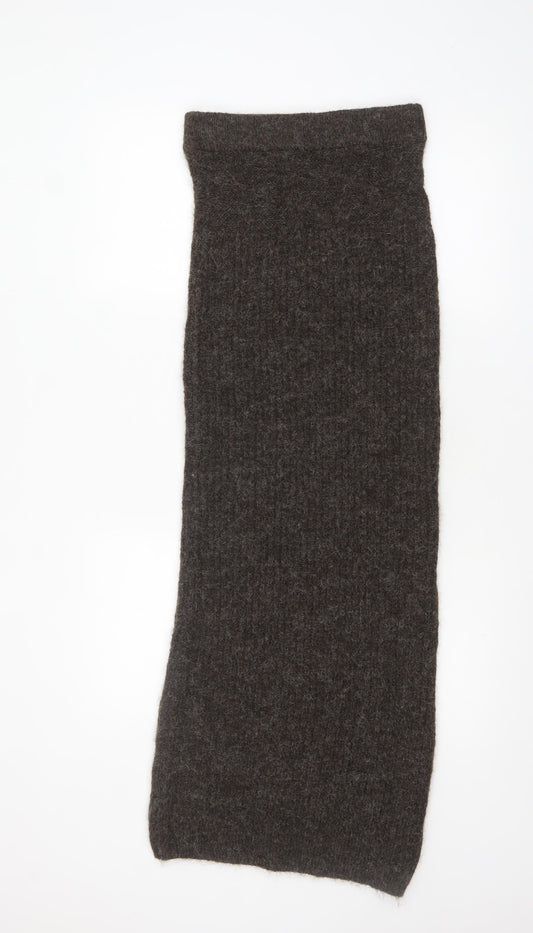 Boohoo Women Brown Knit Midi Pencil Skirt M Wool Blend Stretch