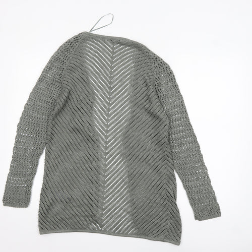 Monari Women Grey Open-Knit Long Sleeve Cardigan UK 12
