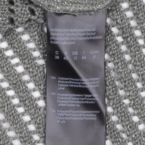 Monari Women Grey Open-Knit Long Sleeve Cardigan UK 12