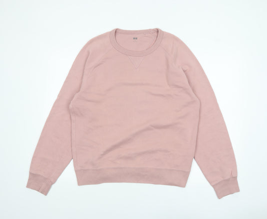 Uniqlo Men Pink Regular Fit Crew Neck Pullover Sweatshirt M