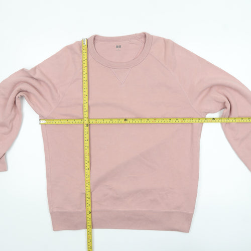 Uniqlo Men Pink Regular Fit Crew Neck Pullover Sweatshirt M