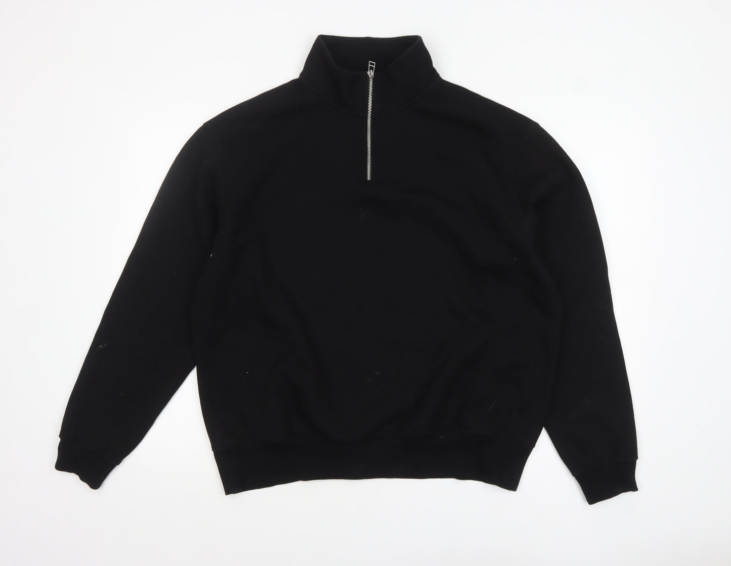 Zara Men Black 1/4 Zip High Neck Sweatshirt Size L