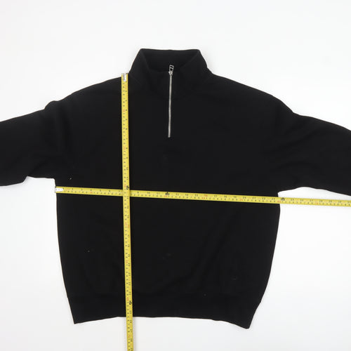 Zara Men Black 1/4 Zip High Neck Sweatshirt Size L